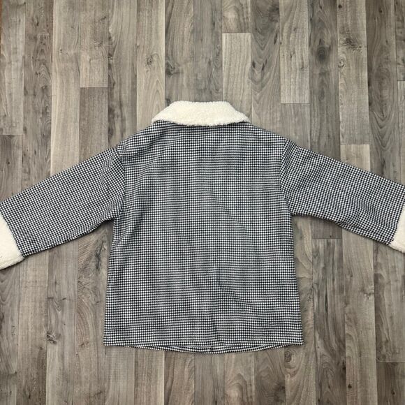 Houndstooth plaid Sherpa collar jacket - Picture 4 of 4